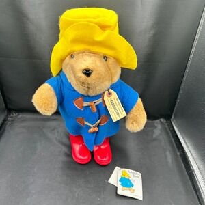 Vintage Paddington Bear Plush Eden Toy Yellow Hat Red Rubber Boots 18" 1981 Tags